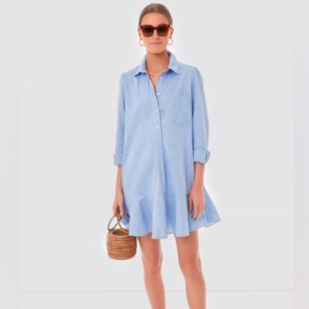 Tucker Light Blue Linen Mini Dress